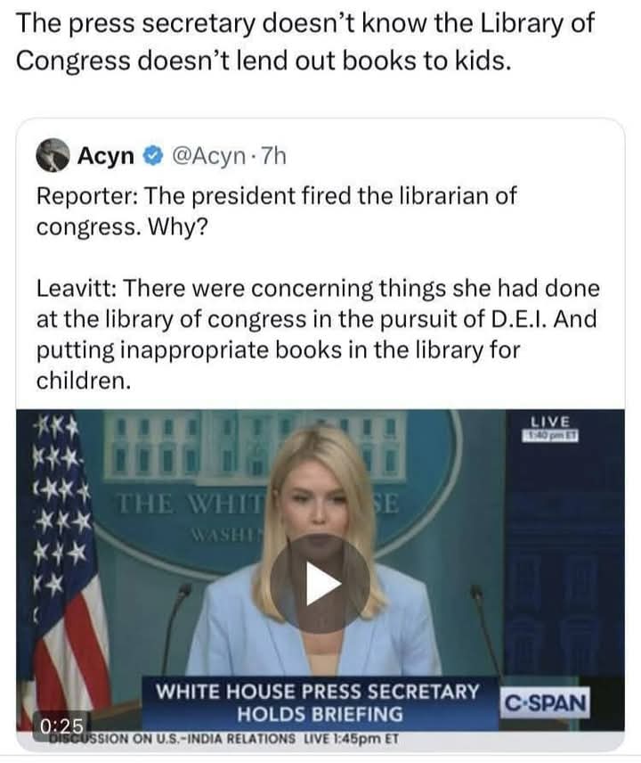 rnclelland's tweet image. Karoline the fascist Weathergirl (aka Bullshit Barbie) will hopefully one day look back and be embarrassed by this time in her life. 
But probably won&apos;t be.
#Leavitt 
#LibraryOfCongress