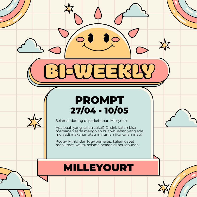 sunfleower's tweet photo. ⠀⠀⠀⠀⠀BI WEEKLY PROMPT
                     27/04 - 10/05
               Oleh: Maudy Sekarani https://t.co/rqiIRSBsea