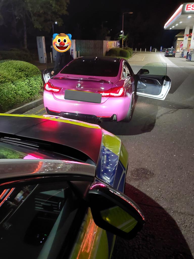 KentPoliceRoads's tweet photo. This driver was stopped and reported at a car meet for no front plate (upside down in the windscreen doesn't count!), an illegal rear plate and heavy window tints. We deal with attendees of anti-social meets robustly, as he found out last night. #EvenIfItsYourBirthday #OpDrift DG https://t.co/uFKsDxQtbQ