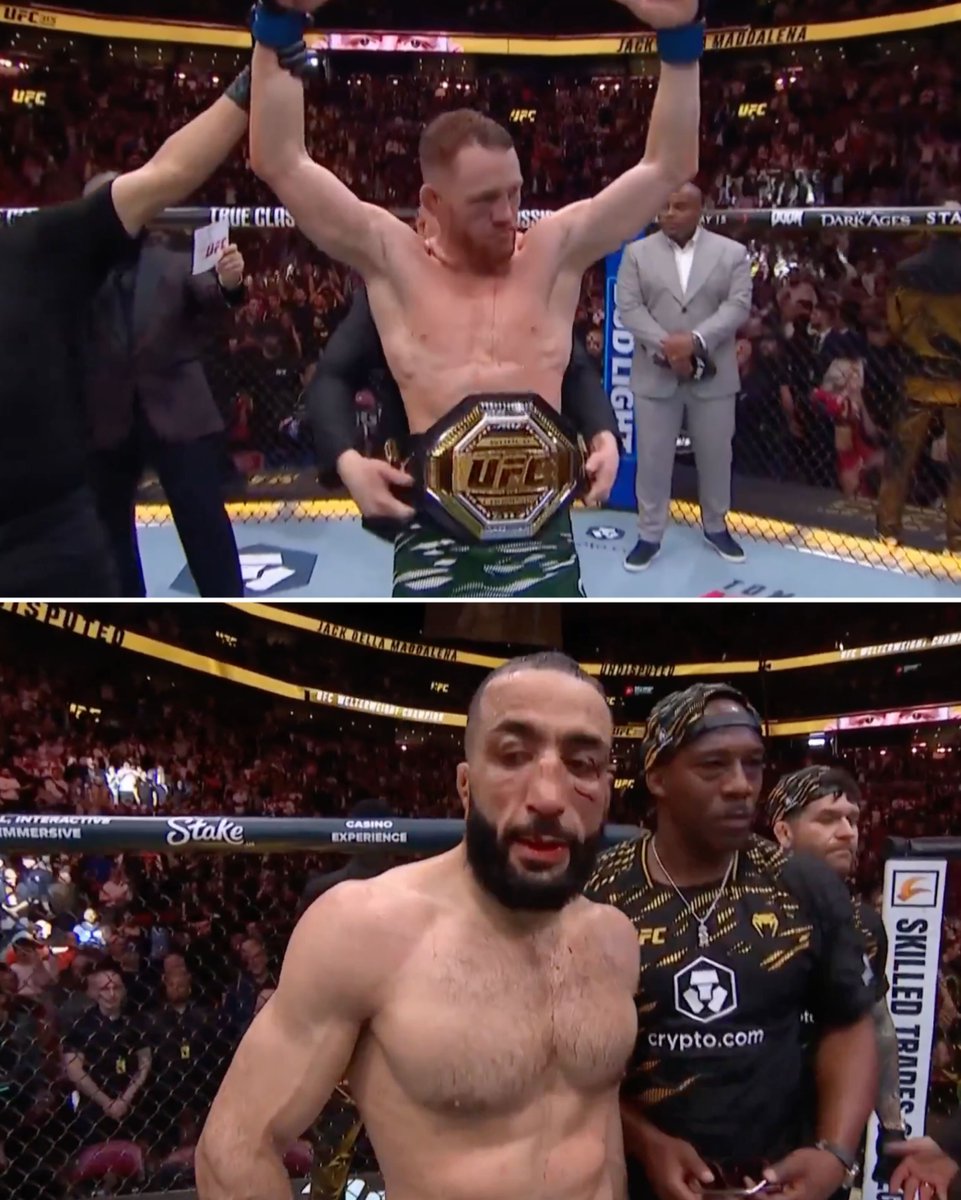 BleacherReport's tweet image. AND NEW! 🏆
JACK DELLA MADDALENA DEFEATS BELAL MUHAMMAD TO BECOME THE NEW WELTERWEIGHT CHAMP 🔥
UNANIMOUS DECISION.