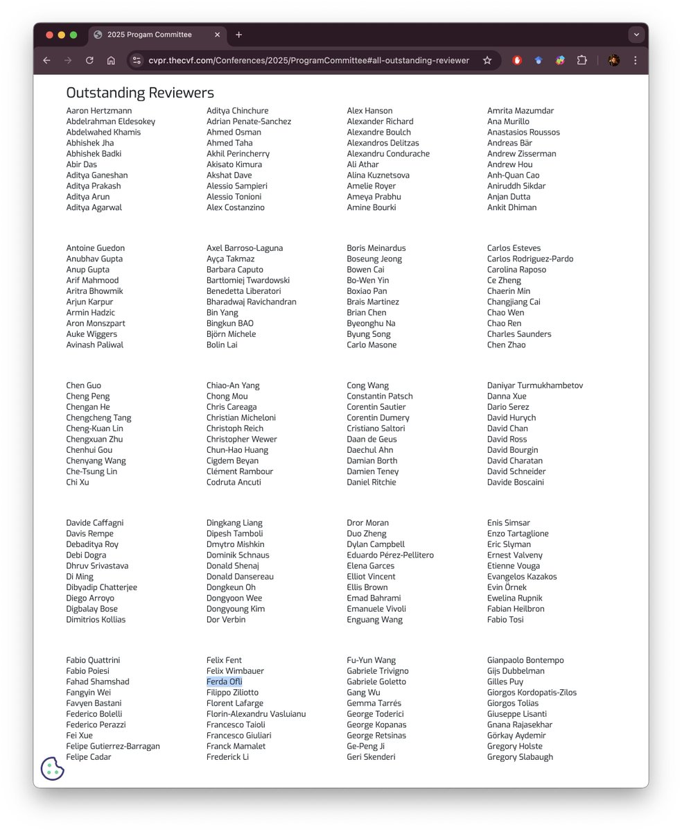 Happy to be recognized as an Outstanding Reviewer for #CVPR2025. Grateful for the opportunity to contribute, and I'll continue doing my best to serve the community at the highest level. #AcademicLife