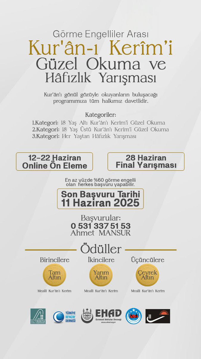 Sağlıklı olan her bir bireyin aslında bir engelli adayı olduğunu unutmadan tüm engelli vatandaşlarımızın Engelliler Haftası’nı kutlarız.

#KuranaGönülVerenler
#GönülGörenler
#EngellilerHaftası
#EHAD
#KurandaEngelYok
#BirlikteDahaGüçlüyüz