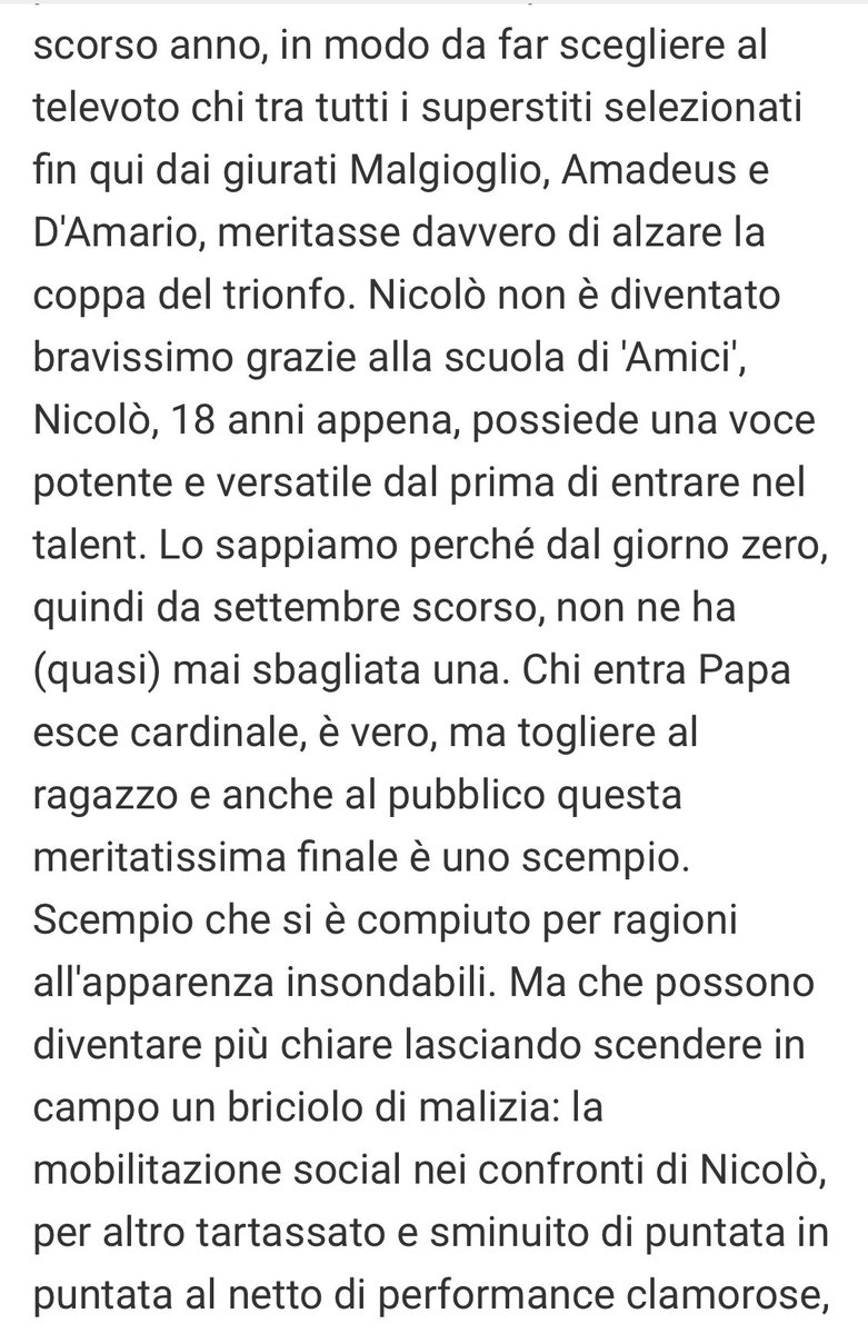 kappapi27's tweet photo. Le pagelle del @Corriere  sullo schifo di #amici24 è Il nostro vincitore #nicolofilippucci #Nicolò https://t.co/v25g9XP3Nf