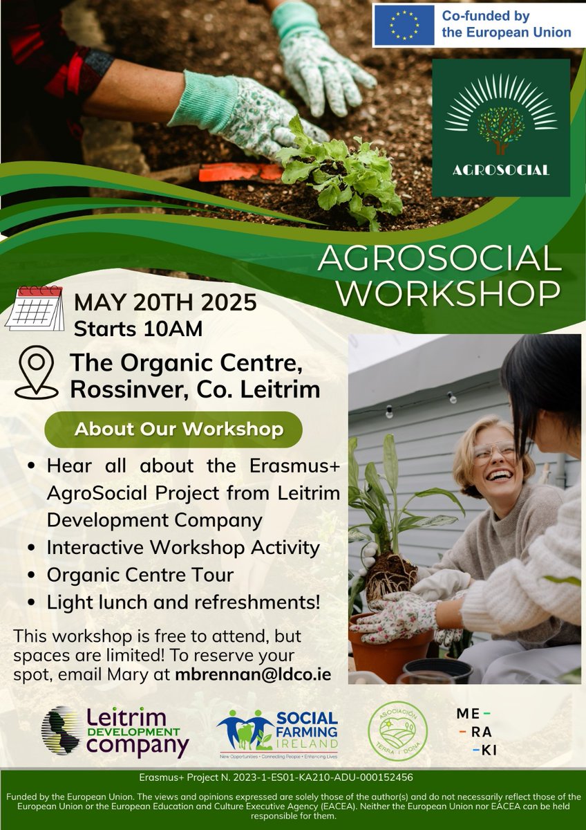 Social Farming Ireland ๐ฅ๐๐พ (@lairdhse06) on Twitter photo We are inviting you to a multiplier event to learn about our AGROSOCAL <a href="/EUErasmusPlus/">Erasmus+</a> project and how community gardening growing & #socialfarming can help people & support social inclusion. <a href="/organiccentreie/">The Organic Centre</a> in Rossinver Tue 20th May 10am <a href="/MerakiProjectes/">Meraki Projectes</a> We are inviting you to a multiplier event to learn about our AGROSOCAL <a href="/EUErasmusPlus/">Erasmus+</a> project and how community gardening growing & #socialfarming can help people & support social inclusion. <a href="/organiccentreie/">The Organic Centre</a> in Rossinver Tue 20th May 10am <a href="/MerakiProjectes/">Meraki Projectes</a>