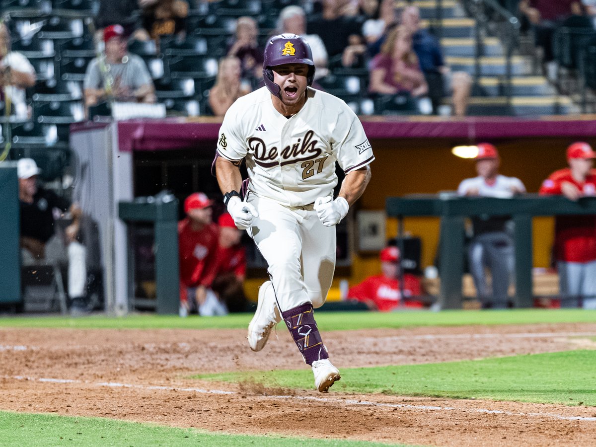 CronkiteSports's tweet photo. ASU Baseball: On the back of a 13-run performance from the offense and shutdown stretch from the bullpen, the Sun Devils beat Houston 13-3, evening the series with the Cougars. The victory is ASU's 33rd on the season.

@AndrewJHayslett has the recap.

https://t.co/u93VRRhYO4 https://t.co/zyjfuWBQXu