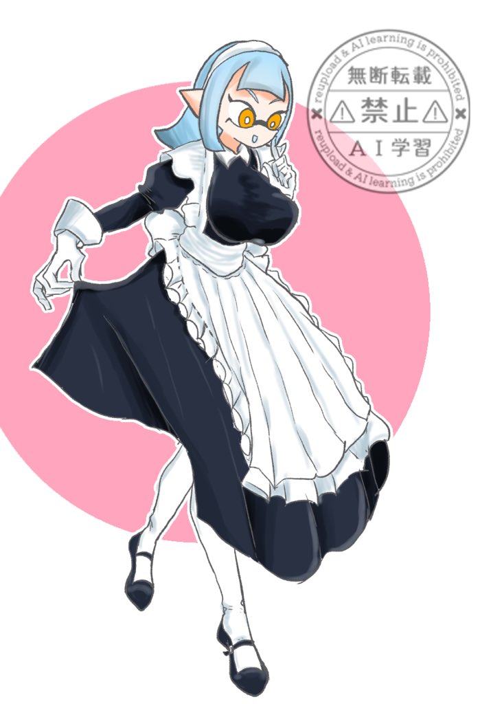 UzUz_ra's tweet image. 1日遅れのメイドの日
 #スプライラスト  #splatoonoc  #splatoonart  #オリイカ  #マイイカ