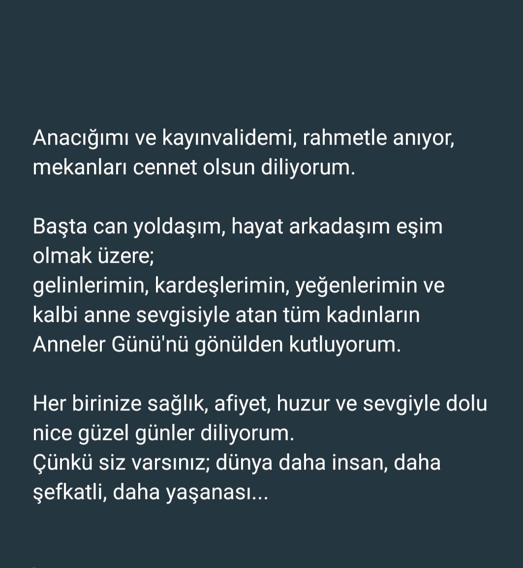 Anneler günü kutlu olsun.