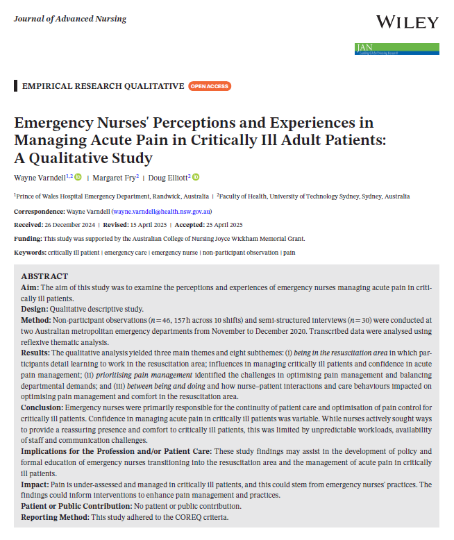 Wayne Varndell (@academicnation) on Twitter photo The quality of pain management in critically ill patients is strongly influenced by the knowledge, skills and expertise of emergency #nurses. #qualitative <a href="/NicStraiton/">Dr Nicola Straiton (she/her)</a> <a href="/UTS_Health/">UTS Health</a> #OpenAccess <a href="/jadvnursing/">Journal of Advanced Nursing</a> onlinelibrary.wiley.com/doi/full/10.11… The quality of pain management in critically ill patients is strongly influenced by the knowledge, skills and expertise of emergency #nurses. #qualitative <a href="/NicStraiton/">Dr Nicola Straiton (she/her)</a> <a href="/UTS_Health/">UTS Health</a> #OpenAccess <a href="/jadvnursing/">Journal of Advanced Nursing</a> onlinelibrary.wiley.com/doi/full/10.11…