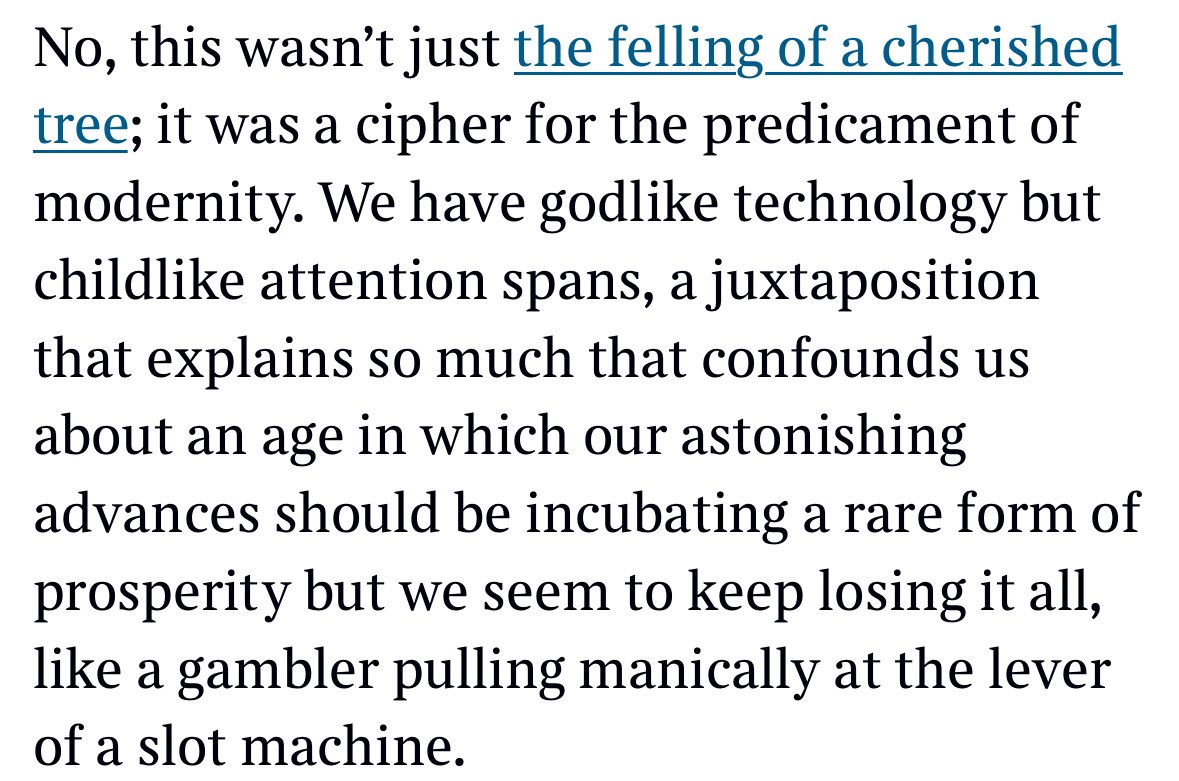 Matthew Syed in The Times today absolutely brilliant on our descent into juvenility and triviality. 

thetimes.com/article/650440…
