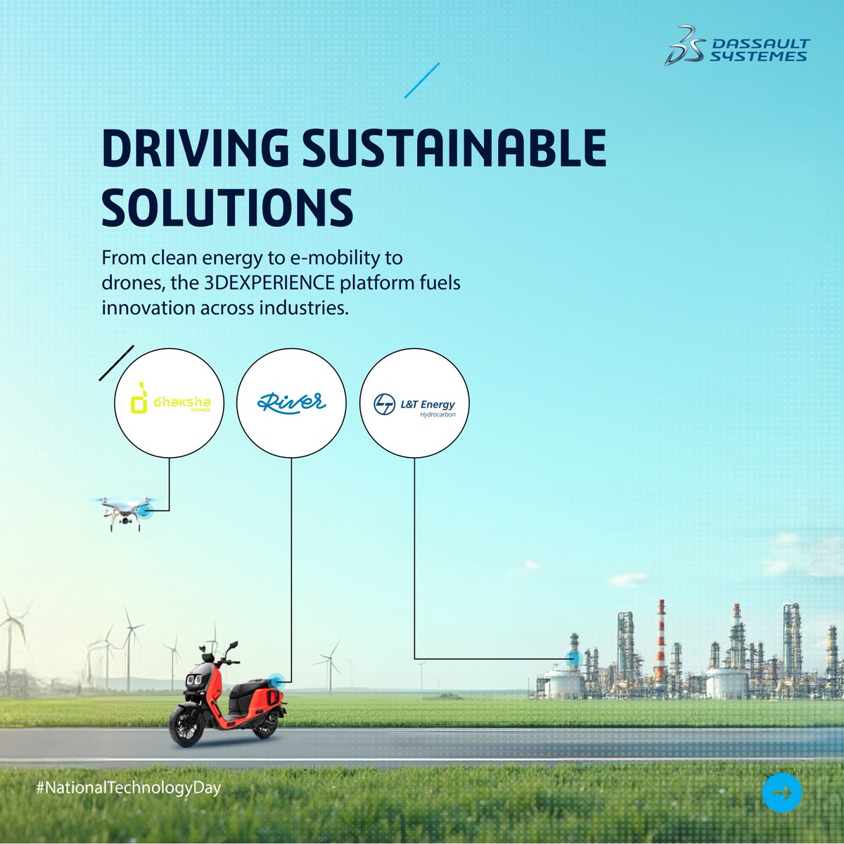 This #NationalTechnologyDay, we celebrate the spirit of innovation powering a cleaner, smarter, and self-reliant India.

From green energy to next-gen aerospace — tech is reshaping our future.

What’s your vision for a sustainable tomorrow?