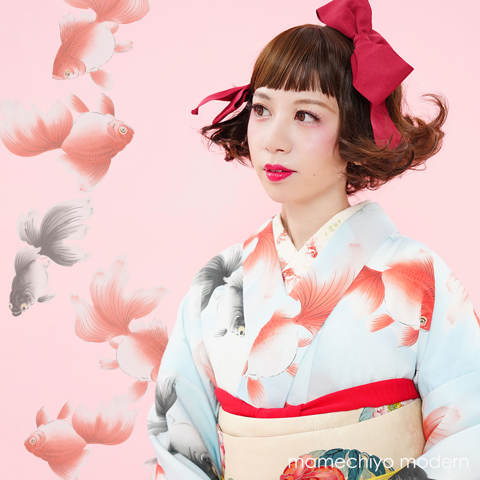 豆千代モダン金魚刺繍 半襟