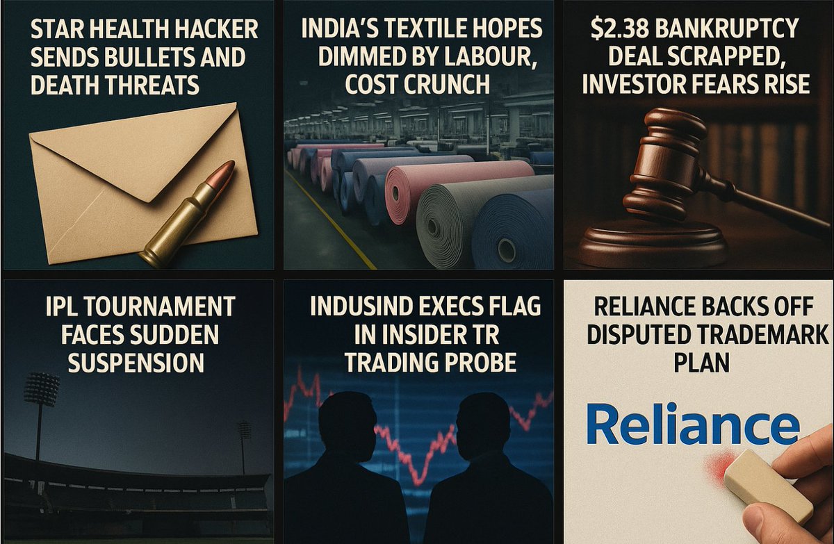 🌍 Best of Reuters India Business News: Busy week for the team with many revelatory and insightful stories -- Star Health bullets and death threats, India garment sector's labour woes, IndusInd insider trading allegations, bankruptcy law challenges and more...

🔒 Star Health