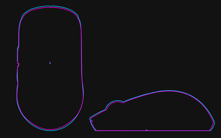 Looking for a new mouse. The mouse enthusiasts are like "these two are completely different shapes, just pick what works best for you." Meanwhile the differences look like this: