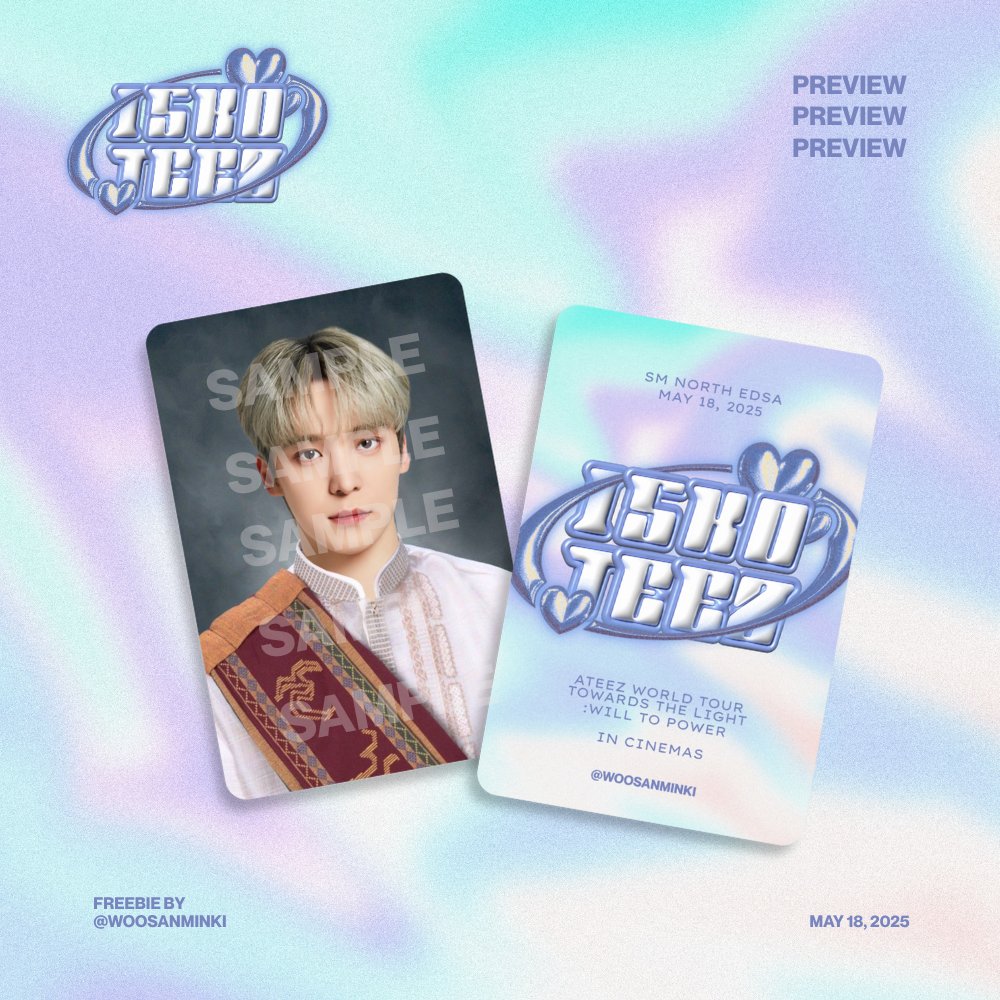 woosanminki's tweet photo. hello atinys!!! 

i'll be giving away iskoteez pcs as freebies on the 18th for d blockscreening sa SM North! ot8 is available pero random niyo siya makukuha para surprise ^_^ see you <3 (limited sha super sori)

#TowardsTheLightWillToPower #ATEEZ #ATEEZinCinemas #ATEEZinCinemasPH https://t.co/uhKcCRaoxM