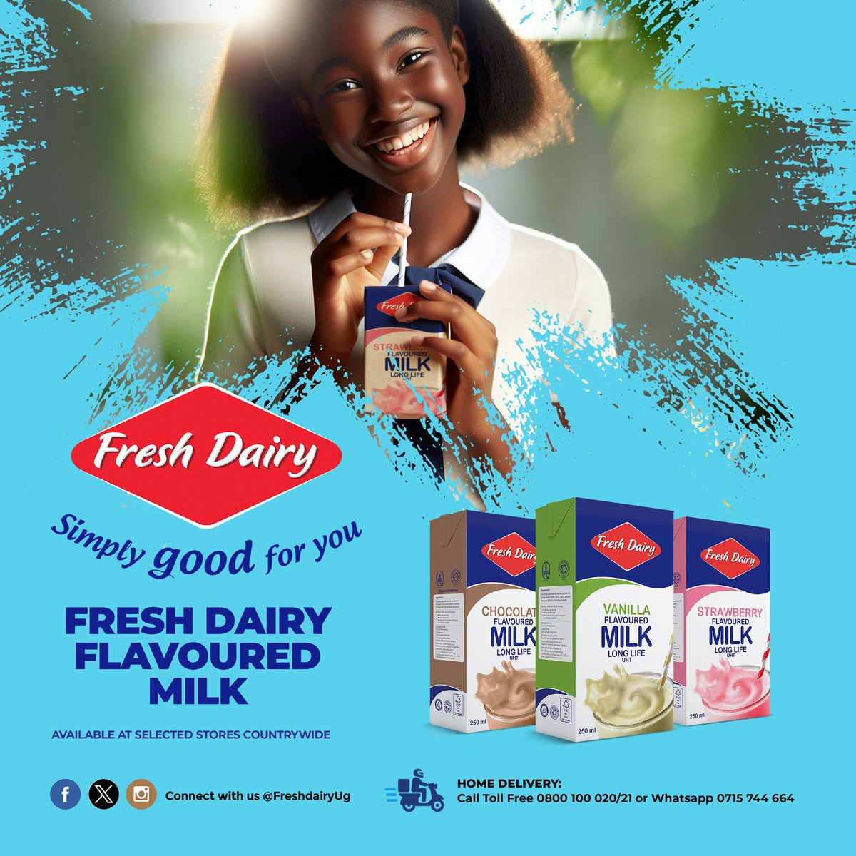📍As the holiday season gets close to an end, remember to stock up #FreshDairy’s flavoured milk to keep the holiday makers refreshed and rejuvenated.

📲For orders, call 0800 100 020/21 or WhatsApp 0715 744 664
<a href="/BrooksideLtd/">Brookside Dairy LTD</a> <a href="/DDAUganda/">Dairy Development Authority</a>