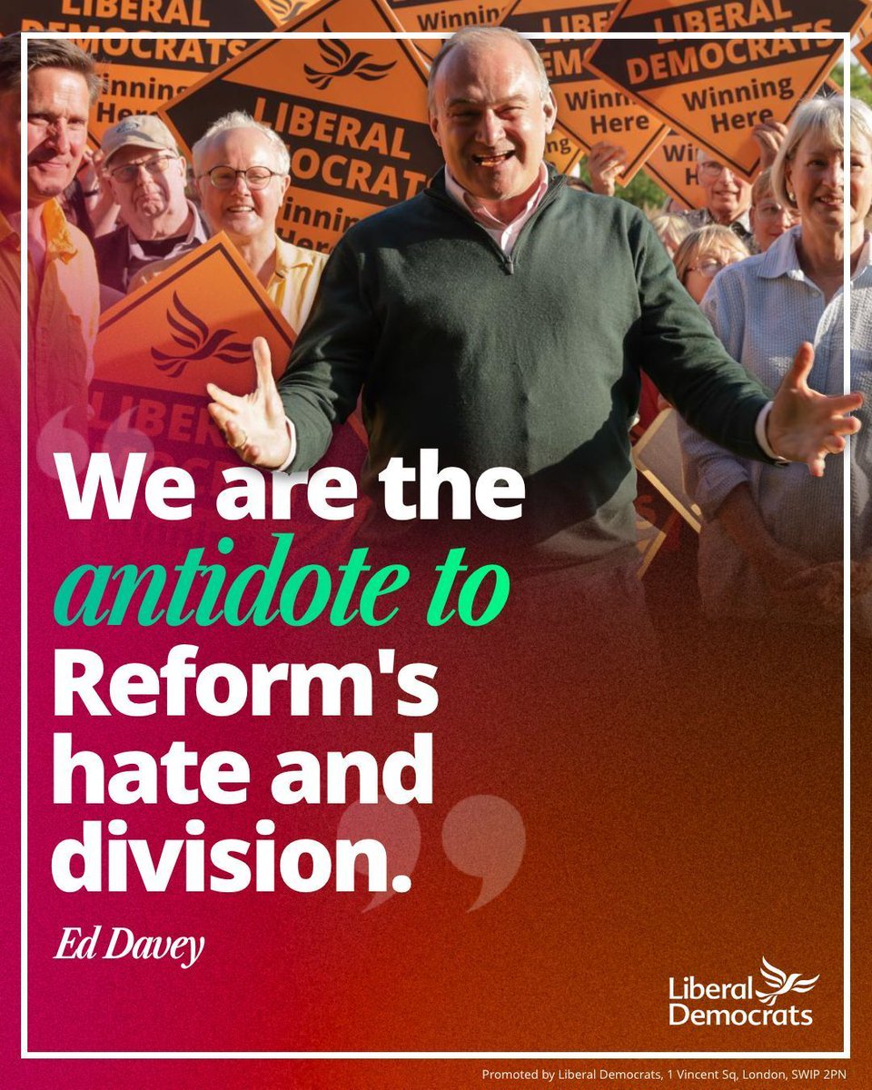 Other parties either can't or won't stand up to Reform.

It's up to us to be the antidote to the hate, division and dangerous populism.