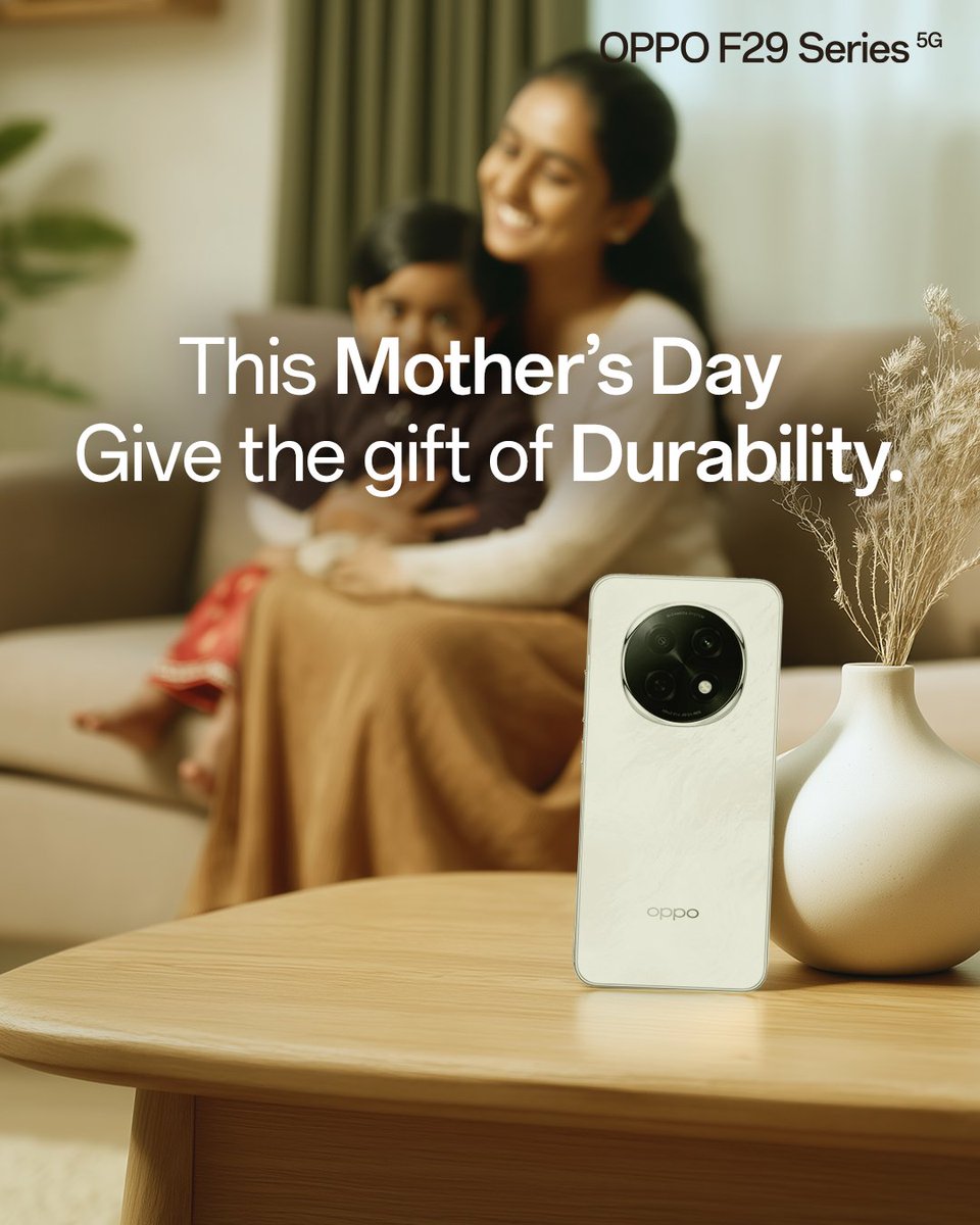 This Mother’s Day, celebrate #TheDurableChampion in your life 💪 by surprising your mom with the child-proof #OPPOF29Series5G📱—made for her everyday little wins ✨❤️#MothersDay 

Buy now: shorturl.at/oJvgf