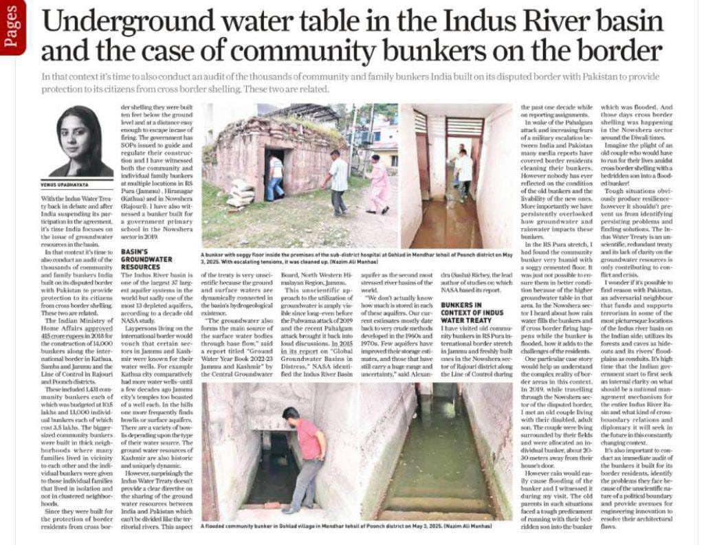 India built thousands of bunkers for the protection of families and communities living on the border from cross-border shelling but they get impacted by groundwater table and rains because of being ten-feet inside the surface level. 

This is another issue that proves the
