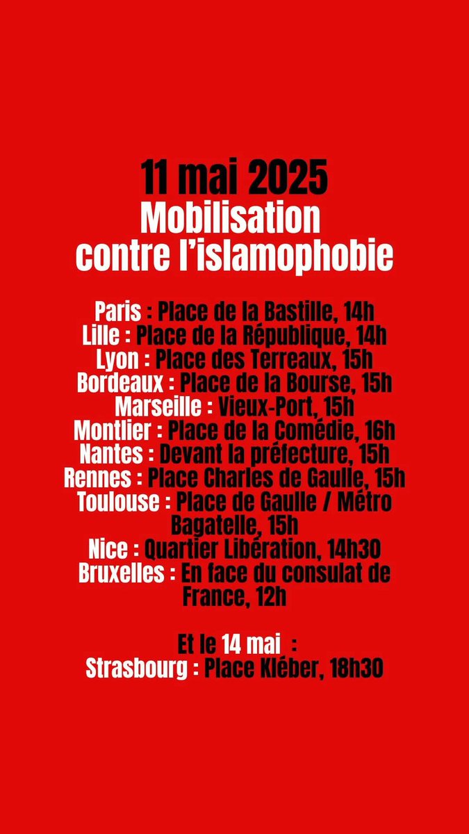 Pour rendre hommage à Aboubakar Cissé et pour faire peuple contre l'islamophobie RENDEZ-VOUS AUJOURD'HUI À 14H PLACE DE LA BASTILLE