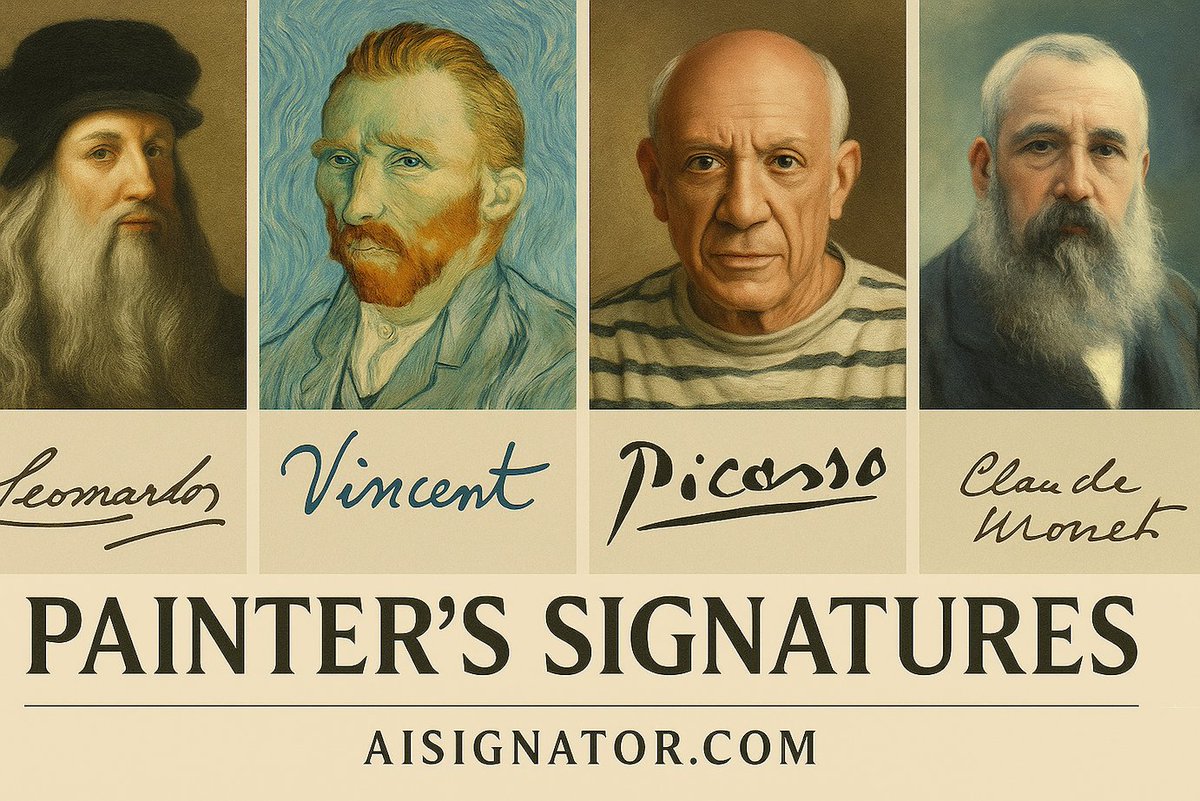 johncartersign's tweet photo. 🎨 From Van Gogh to Picasso — discover how history’s greatest painters signed their masterpieces.

Explore the meaning, styles &amp; hidden symbolism behind their autographs 🖋️👇
 https://t.co/RbkbZyPpAx
#PainterSignature #ArtistAutograph #AISignator https://t.co/kugbj54Qj4