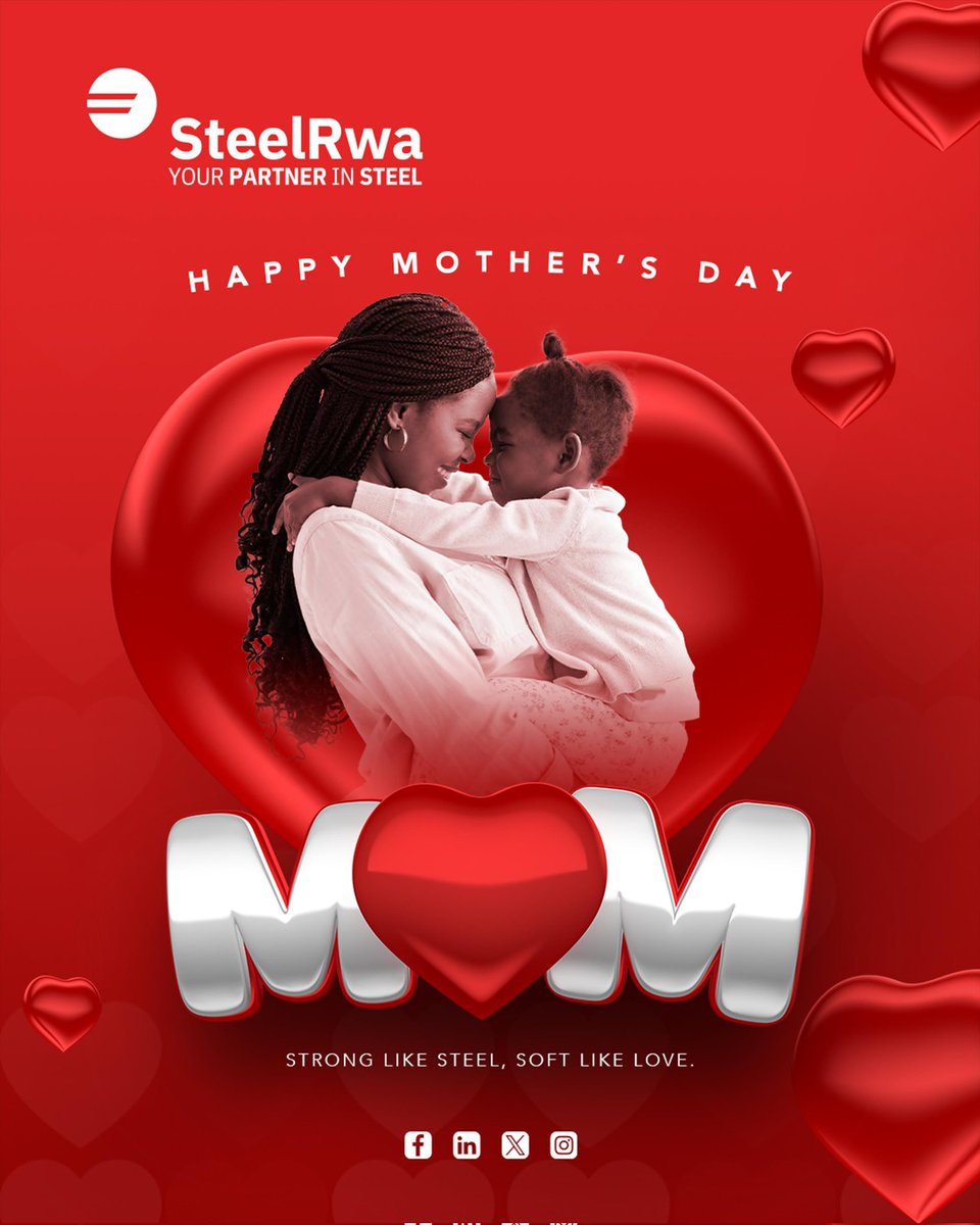 SteelRwa_'s tweet photo. This Mother’s Day, we celebrate all the mothers whose strength builds families, communities and futures.
Happy Mother’s Day from all of us at SteelRwa.
#motherday #SteelRwa #Building #Rebars #Construction #Engineer #Engineering #EAC https://t.co/gDjiuIiac4