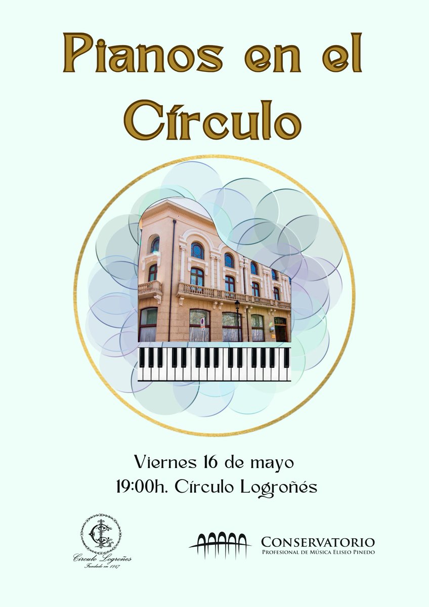 Conservatorio Profesional de Música Eliseo Pinedo (@conserpinedo) on Twitter photo Alumnado de piano del <a href="/ConserPinedo/">Conservatorio Profesional de Música Eliseo Pinedo</a> actuará en el Salón Príncipe de Vergara del <a href="/LogronesCirculo/">Circulo Logroñés</a> este viernes 16 de mayo a las 19:00h. en el último concierto dentro del ciclo "Pianos en el Círculo 2025".
¡Os esperamos! 🎹🎶
@circulo_logrones <a href="/lariojaorg/">Gobierno de La Rioja</a> <a href="/educarioja/">Educación La Rioja</a> #piano Alumnado de piano del <a href="/ConserPinedo/">Conservatorio Profesional de Música Eliseo Pinedo</a> actuará en el Salón Príncipe de Vergara del <a href="/LogronesCirculo/">Circulo Logroñés</a> este viernes 16 de mayo a las 19:00h. en el último concierto dentro del ciclo "Pianos en el Círculo 2025".
¡Os esperamos! 🎹🎶
@circulo_logrones <a href="/lariojaorg/">Gobierno de La Rioja</a> <a href="/educarioja/">Educación La Rioja</a> #piano