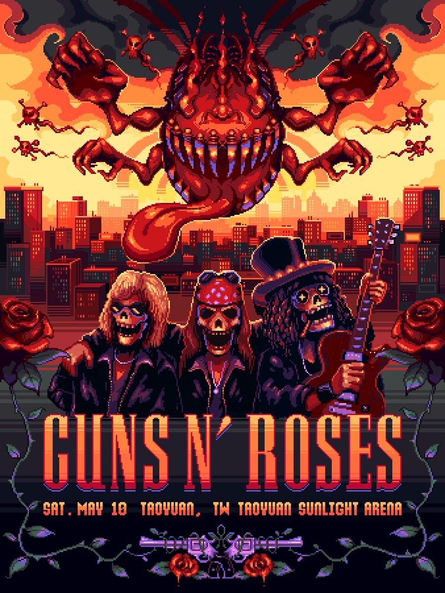 pixeljeff1995's tweet image. // GUNS N’ ROSES // .2025
Key Visual for live concert in Taiwan
Still couldn’t believe I designed this illustration for the legend @gunsnroses live concert. I’m grateful!
*Do not download for any purposes*
#gunsnroses #pixeljeff #pixelart #slash #8bitart #ドット絵 #픽셀아트