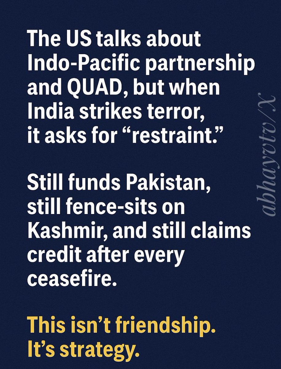 abhayonpoints's tweet photo. India needs support against terror, not pressure to stay silent.

#IndiaFirst #OperationSindoor #Geopolitics #ceasefire #IndiaPakistanWar #IndianArmy https://t.co/ZGzTGgpC63