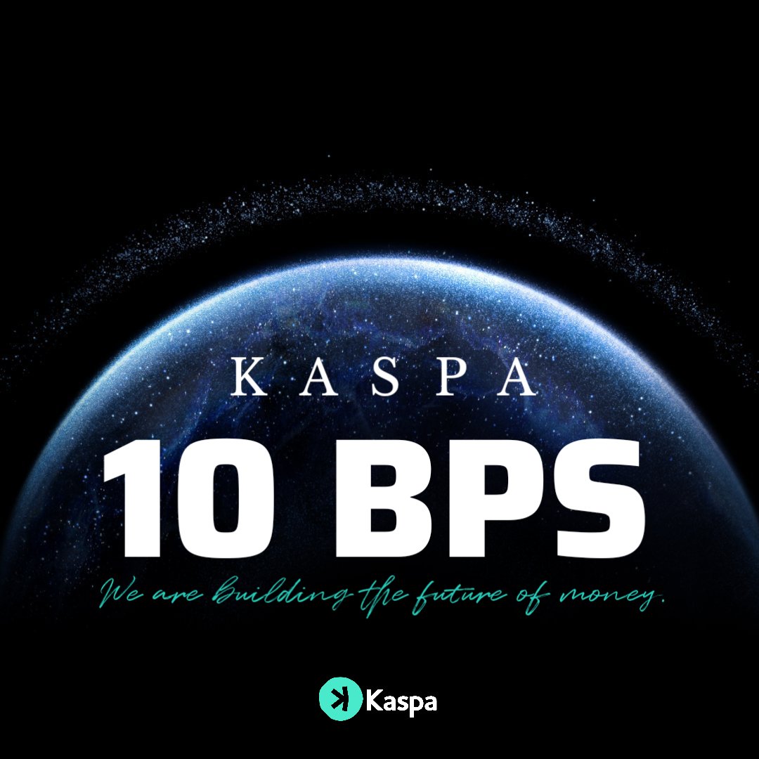 #Kaspa creates 10 blocks per second and is the world's fastest PoW. It is now more scalable, more secure and more decentralized than Bitcoin. 

#KAS10BPS 

#Bitcoin #Crypto #Ethereum #Altcoins