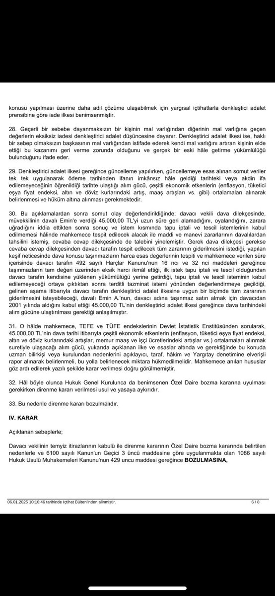-tapu iptal ve tescil talebi 

 -mümkün olmaması halinde ödenecek tazminat tutarı belirlenirken ( enflasyon vs. Etkenler) uyulması gereken esaslar

yargıtay hukuk genel kurulu 
2024/496 K