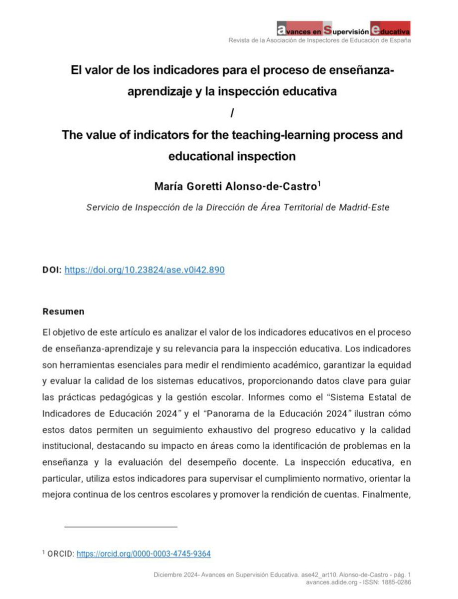 El valor de los indicadores para el proceso de enseñanza-aprendizaje y la inspección educativa.

Por María Goretti Alonso De Castro.

Su impacto en la detección de problemas en la enseñanza y la evaluación del desempeño docente.

avances.adide.org/index.php/ase/…