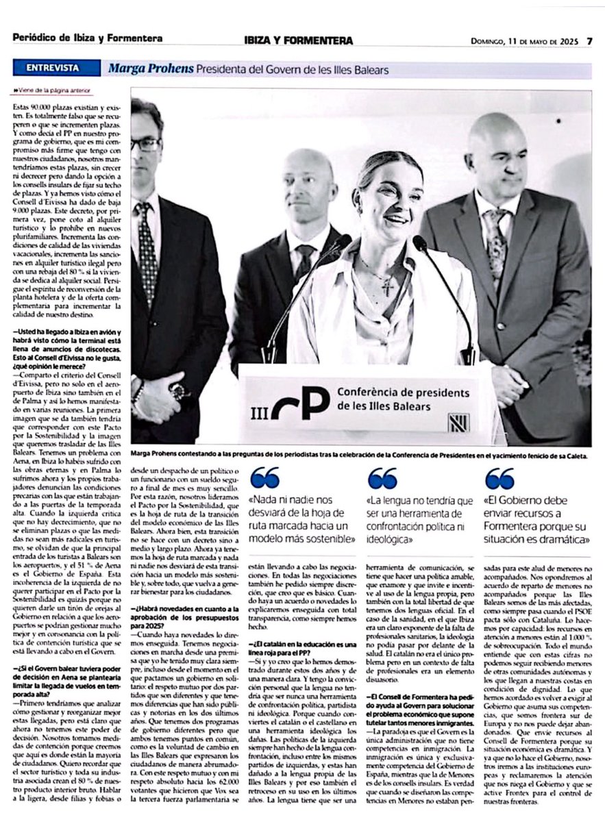 🗞️ Compartesc amb tots voltros l’entrevista que em va fer <a href="/periodicibiza/">Periódico de Ibiza</a> i on responc sobre les mesures de contenció turística, la negociació dels pressuposts, la crisis migratòria o la darrera Conferència de Presidents.

Afrontam amb valentia i de cara els problemes que ens