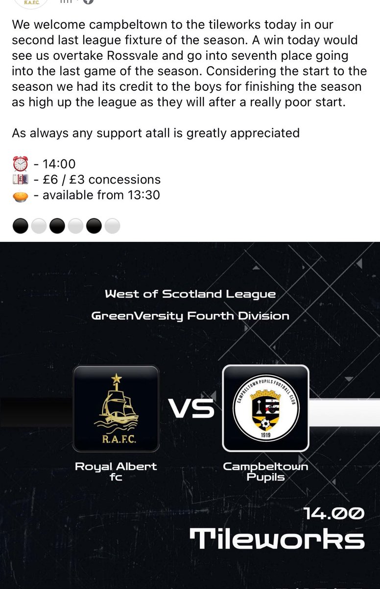 Anyone looking for there football fix today come along to the tileworks ⚫️⚪️ <a href="/satfootballlive/">Saturday Football Live</a>  <a href="/OfficialWoSFL/">West of Scotland Football League 🏴󠁧󠁢󠁳󠁣󠁴󠁿</a>  <a href="/Pyramidpro2025/">Pyramid Promotions</a>  <a href="/pieandbov/">Pie & Bovril 🏴󠁧󠁢󠁳󠁣󠁴󠁿</a>  <a href="/GroundhopScot/">GroundhopScot 🏴󠁧󠁢󠁳󠁣󠁴󠁿</a>  <a href="/WosflM/">WOSFL MEDIA</a>
