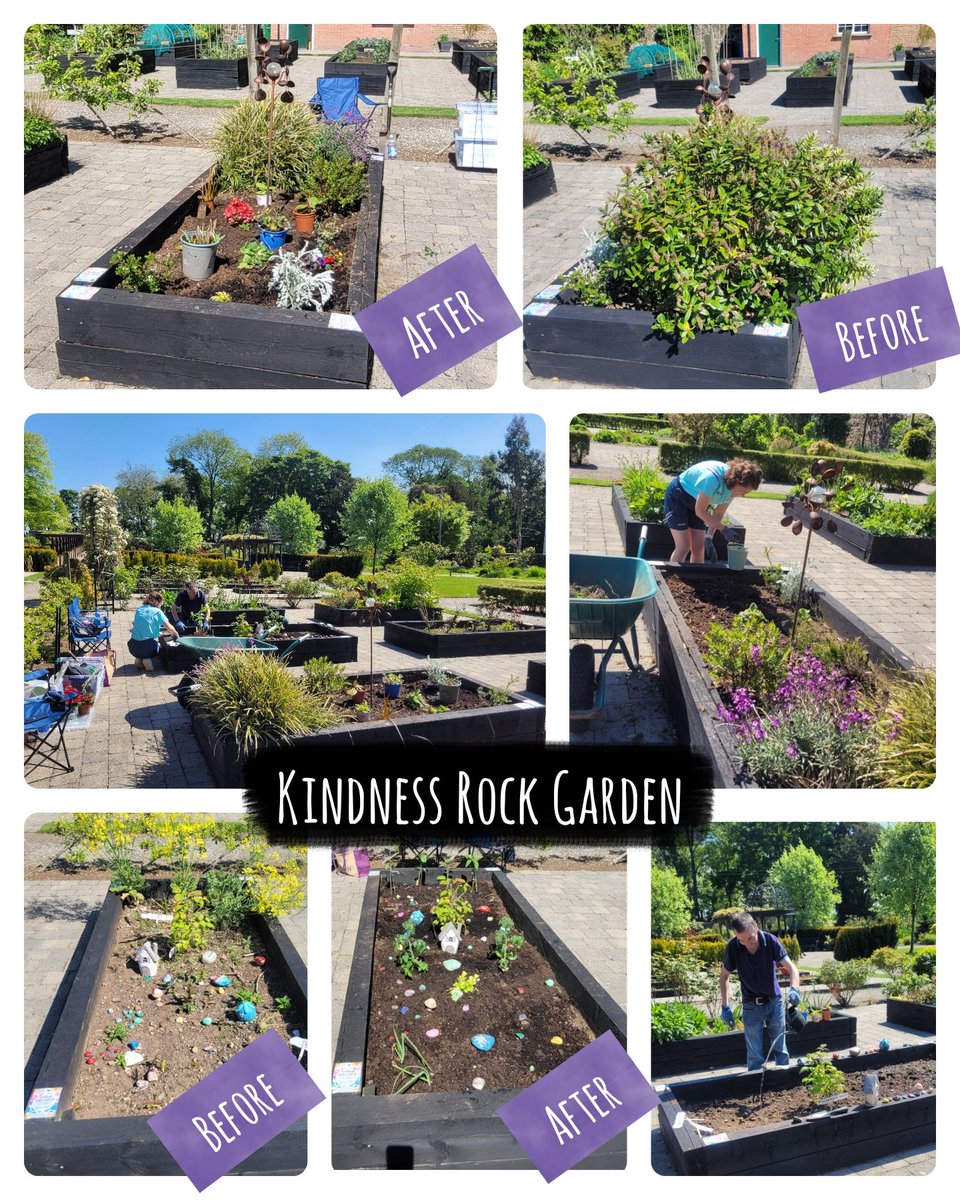 We were delighted to get back on Friday to our Kindness Rock Garden based at Maghera Walled Garden. 

A BIG thank you to Margaret for her kind donation of plants for our flower garden.  We were also thankful to other donors for donations of tomato plants, celery and scallions.