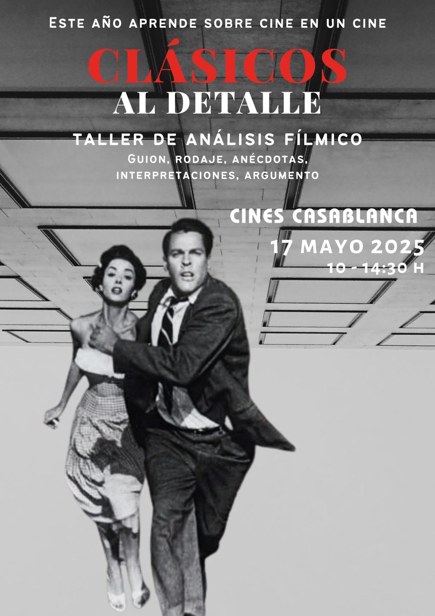 📽️ CLÁSICOS AL DETALLE | Taller fílmico
El 17 de mayo en #CinesCasablanca, vive el taller Clásicos al Detalle: guión, rodaje, anécdotas y más.
🎟️ cinecasablanca.es o taquilla. #TallerDeCine #ValladolidEsCine