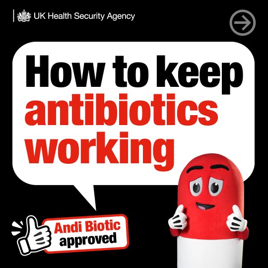 Do you know how to keep your antibiotics working?

🤧 Don’t take antibiotics for colds and flu
📅 Don’t save leftover antibiotics for later, they don’t work
👩‍⚕️ Take them as directed by your GP, nurse or pharmacist

#KeepAntibioticsWorking 💊 orlo.uk/zLW6f