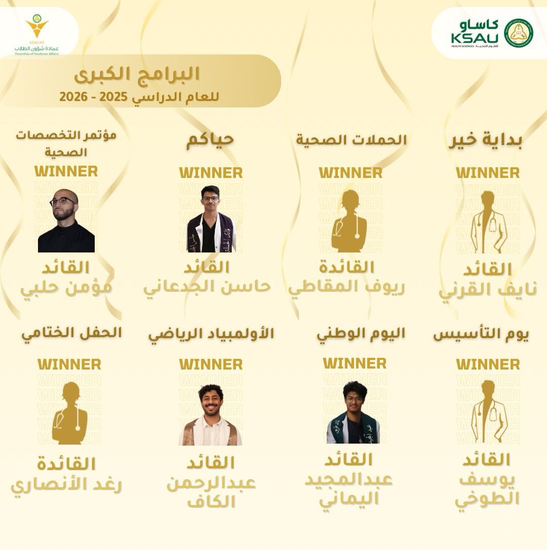 Jed_StudentClub's tweet image. البرامج الكبرى لعمادة شؤون الطلاب: 🌟