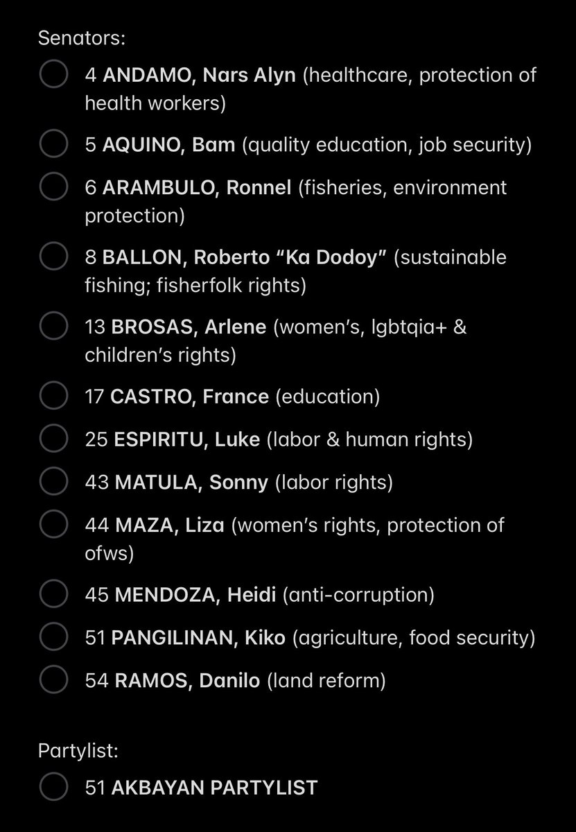 i’ve alr completed my senators ✨ let’s all vote wisely ✊ para sa bayan!!!