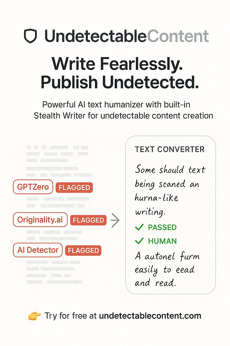 UndetectContent's tweet image. #UndetectableContent

Bypass #AI #Detectors in single click 👇

undetectablecontent.com