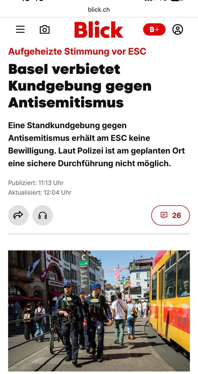 Während woke-linke Neonazis in Basel die Sau herauslassen und gegen Juden hetzen dürfen, ist eine Kundgebung gegen den Antisemitismus verboten.