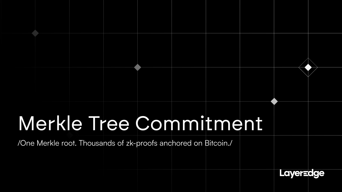 LayerEdge batches thousands of zk-proofs, but only posts a single Merkle root on-chain. This commitment scheme ensures that every proof in the batch is verifiable, auditable, and anchored — without bloating Bitcoin with raw data.

Let’s break down how Merkle commitments keep
