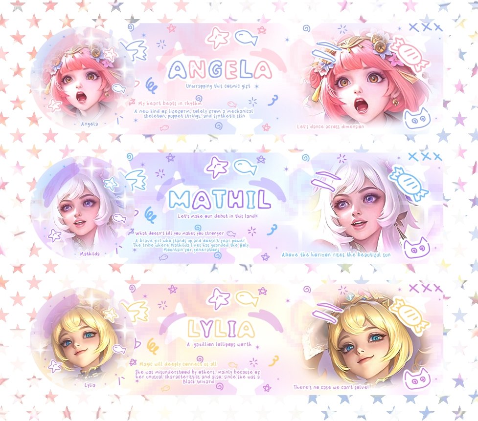 luipzy's tweet photo. haii, ada yang mau jajan layout hero mlbb ini gak? 9.000 each only  bisa retext namaa :3

sold: angela https://t.co/pWMh4bnl4D