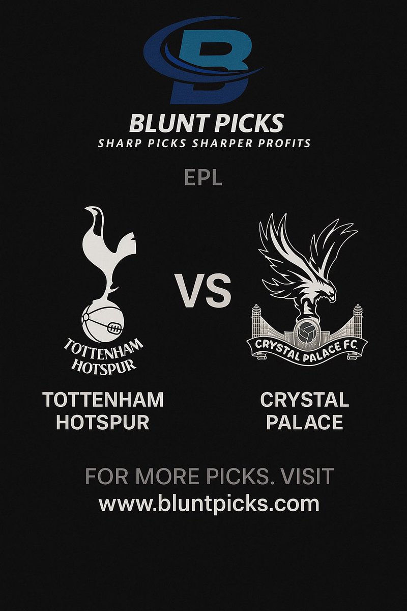 Blunt_Picks's tweet image. Tottenham vs Crystal Palace — Let’s cash in early!
EPL heat kicks off at 9:15AM EST and we’ve got the edge.
Backed by data. Built for winners.
More picks at: bluntpicks.com
#machinelearningmodels #advancedstatisticaltechniques #EPL #sportsbetting #probetting #BluntPick
