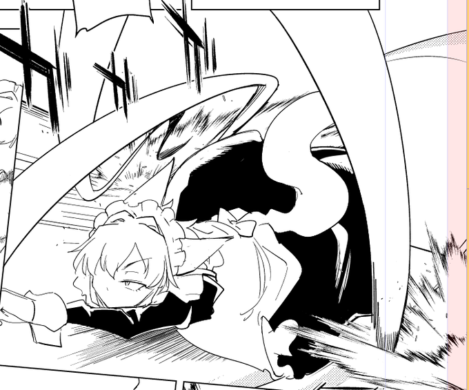 連撃を躱すコマで何人も人体を書くのはしんどいなとおもったので今回はなるべくやらない方向 