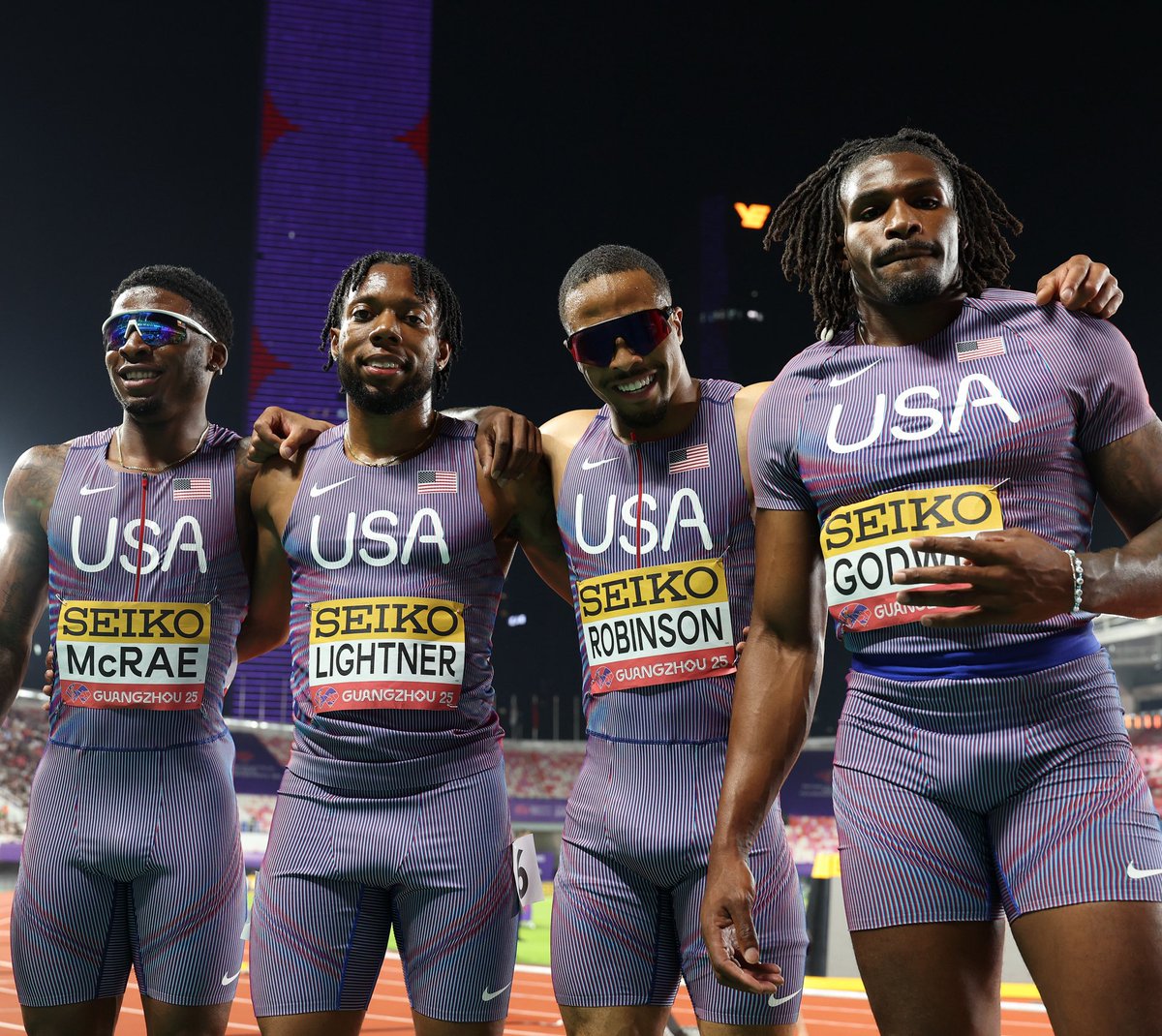 usatf's tweet photo. World lead ➡️ Qualified for Tokyo 🇯🇵

Elija Godwin, Justin Robinson, Kennedy Lightner, and Khaleb McRae clocked a 2:58.68 to earn a Team USATF men’s 4x400 lane at the #WorldAthleticsChampionships 👏

📸: Getty 

#WorldRelays https://t.co/QQ2MXydmsX