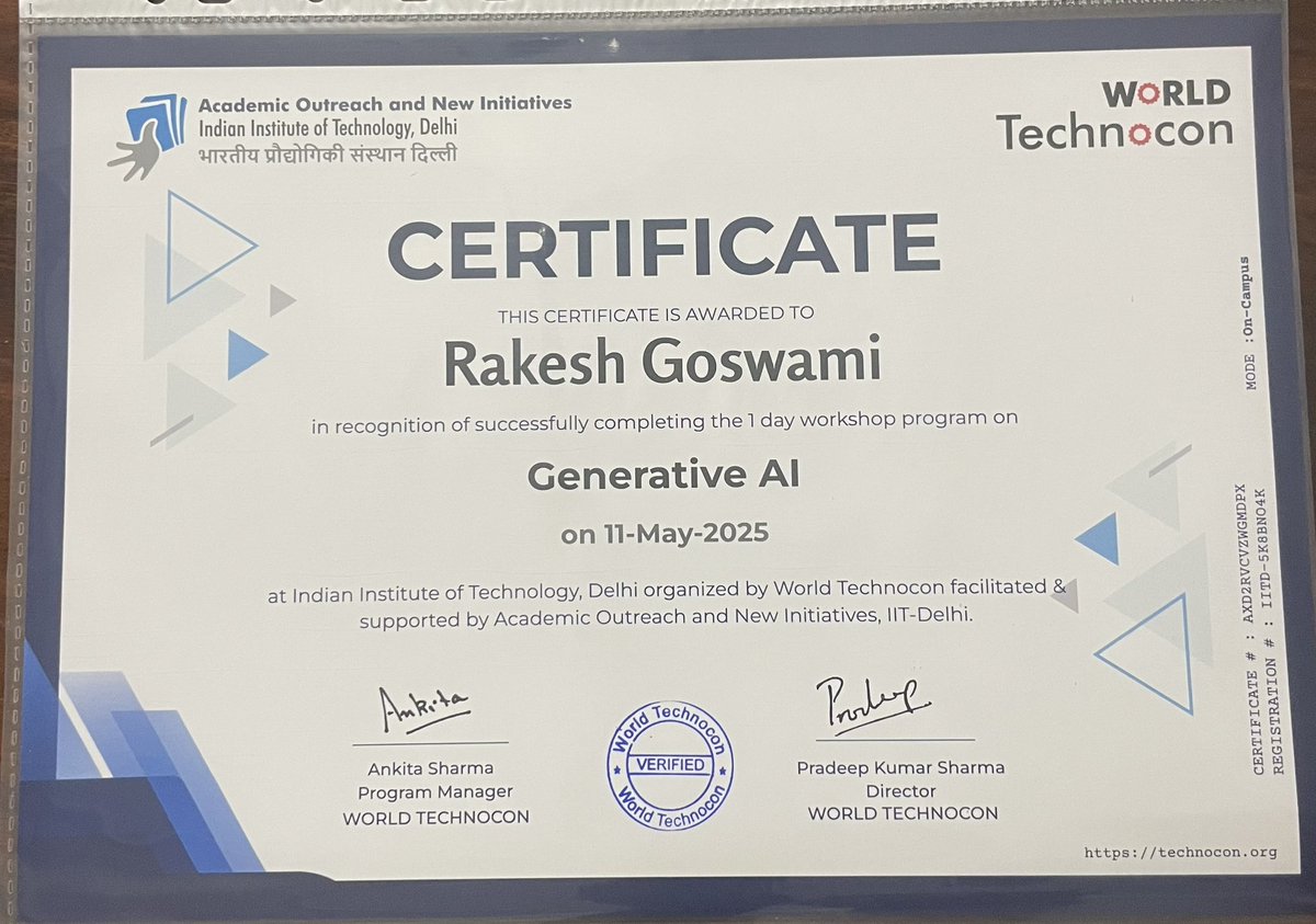 प्रो. राकेश गोस्वामी / Prof. Rakesh Goswami (@drrakeshgoswami) on Twitter photo Attended a one-day workshop on Generative AI at <a href="/iitdelhi/">IIT Delhi</a> today.
<a href="/IIMC_India/">Indian Institute of Mass Communication</a> <a href="/IIMCAA/">IIMC Alumni Association</a> Attended a one-day workshop on Generative AI at <a href="/iitdelhi/">IIT Delhi</a> today.
<a href="/IIMC_India/">Indian Institute of Mass Communication</a> <a href="/IIMCAA/">IIMC Alumni Association</a>
