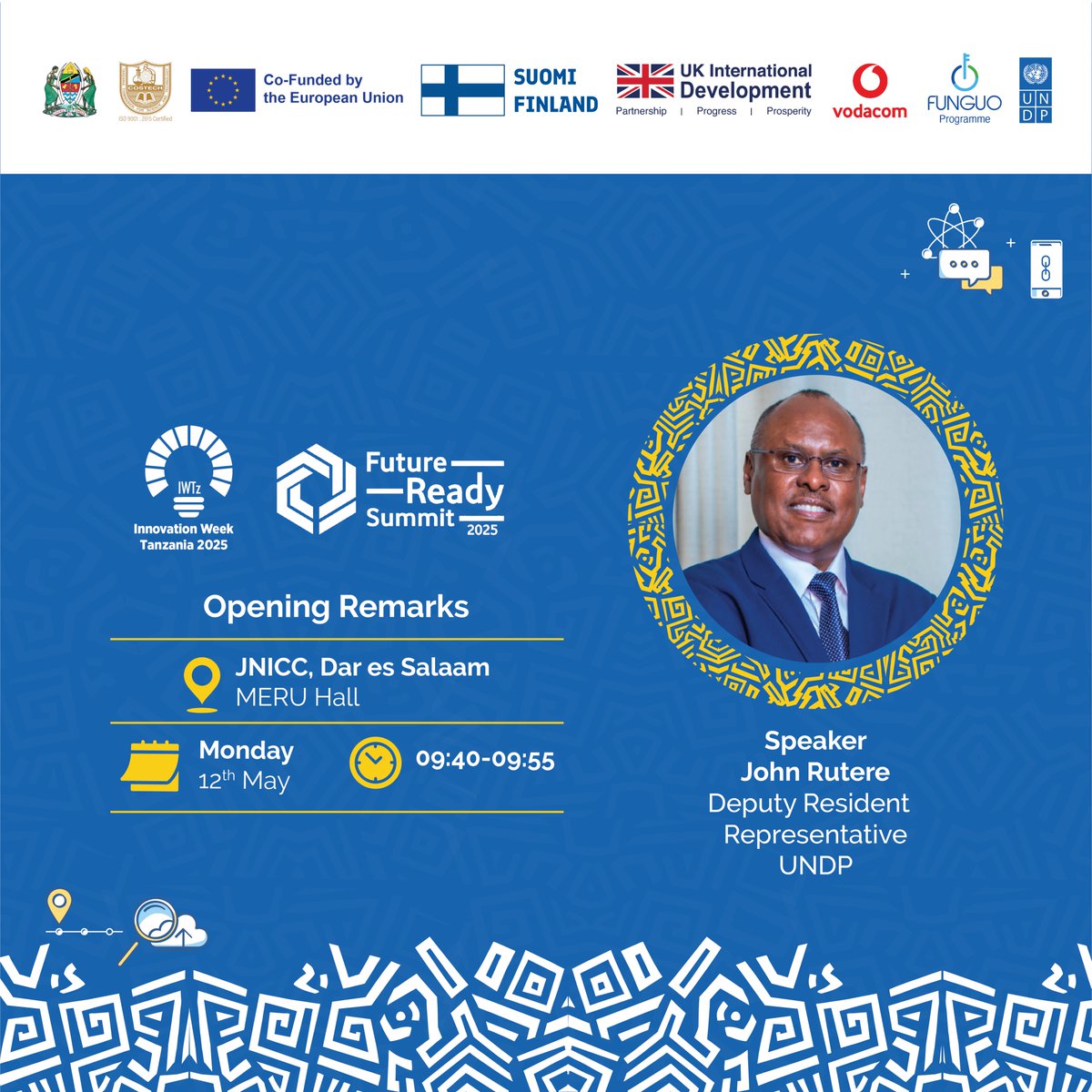 As #IWTz2025 anchored by the #FRS gets underway, we kick off with opening remarks from John Rutere, Deputy Resident Representative at <a href="/undptz/">UNDP Tanzania</a> .

Join us as we kick off a week of innovation, impact, and bold ideas shaping Tanzania’s future.

Register now!
web.summitpoint.co.tz/register/iwtz