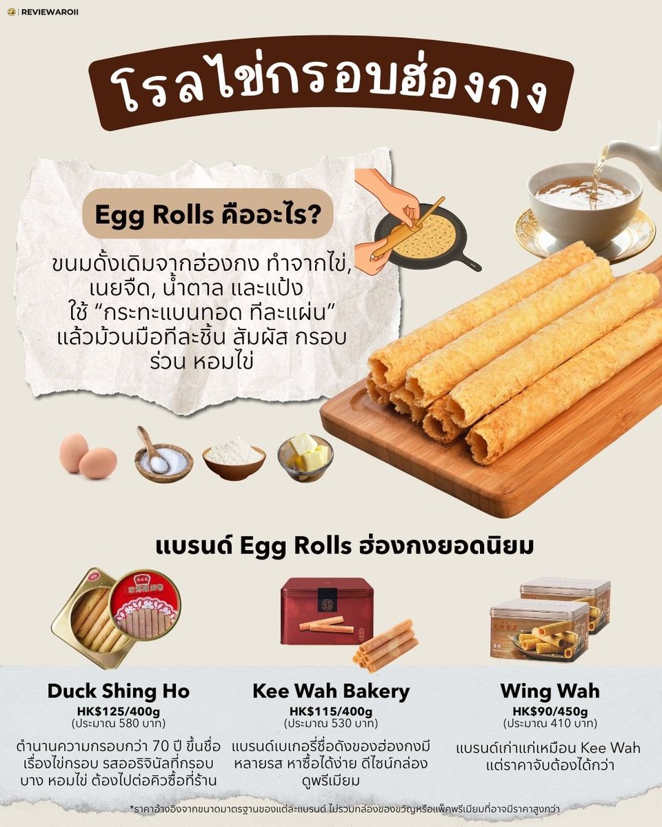 มาทำความรู้จัก “Egg Rolls” ขนมไข่กรอบฮ่องกงที่กำลังเป็นกระแสตอนนี้!

เห็นหน้าตาเรียบ ๆ แบบนี้ แต่กรอบร่วน หอมไข่ขั้นสุด 🥚 ใครเคยลองกินแล้วติดใจบ้าง แชร์แบรนด์โปรดกันหน่อย!