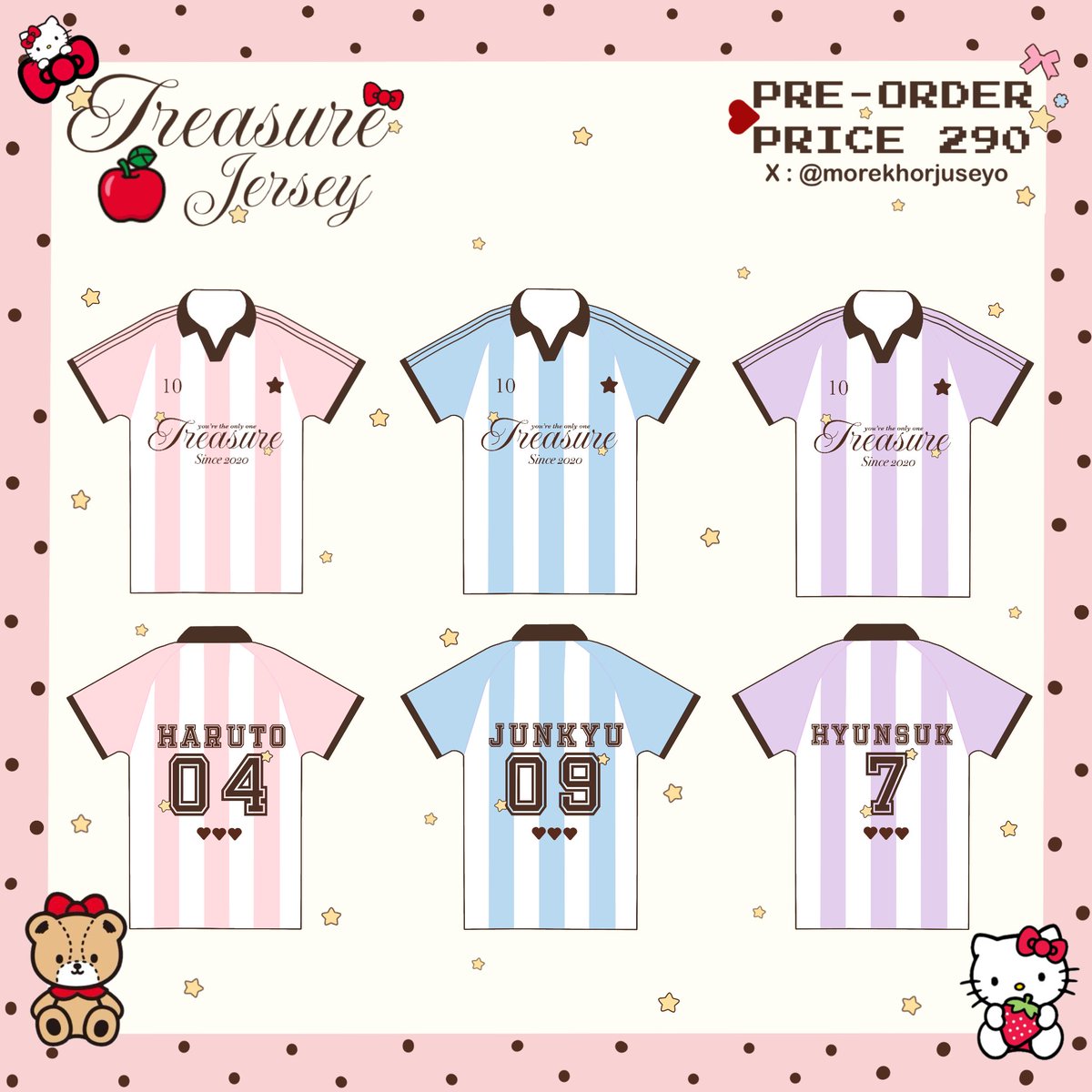 ♡ rt สุ่มแจก 1 ตัว 🌠

pre-order you're the only one treasure jersey shirt ★🍮

🥕price 290 𓂃꙳

✎ ̼ close 25 may 🚪

♡ มีของขวัญสำหรับทุกออเดอร์
♡ รายละเอียดอยู่ในฟอร์มนะคะ
 
🏡 forms.gle/7ruCjyb9KuGipB…

please dm for more information 🍓
#ตลาดนัดtreasure #ตลาดนัดเด็กสมบัติ