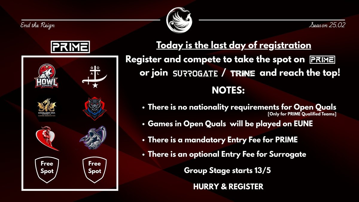 LAST CALL!

Register now! : forms.gle/p2qN7XQfbfYUSb… 

#leagueoflegends